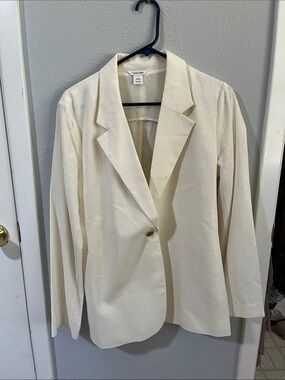 Calvin Klein Light Cream Single-Button Notch Lapel Blazer